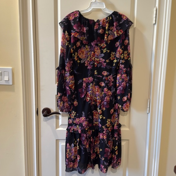 Amanda Uprichard Floral Long Sleeve Dress - Black and Purple.  Never worn - Picture 9 of 12